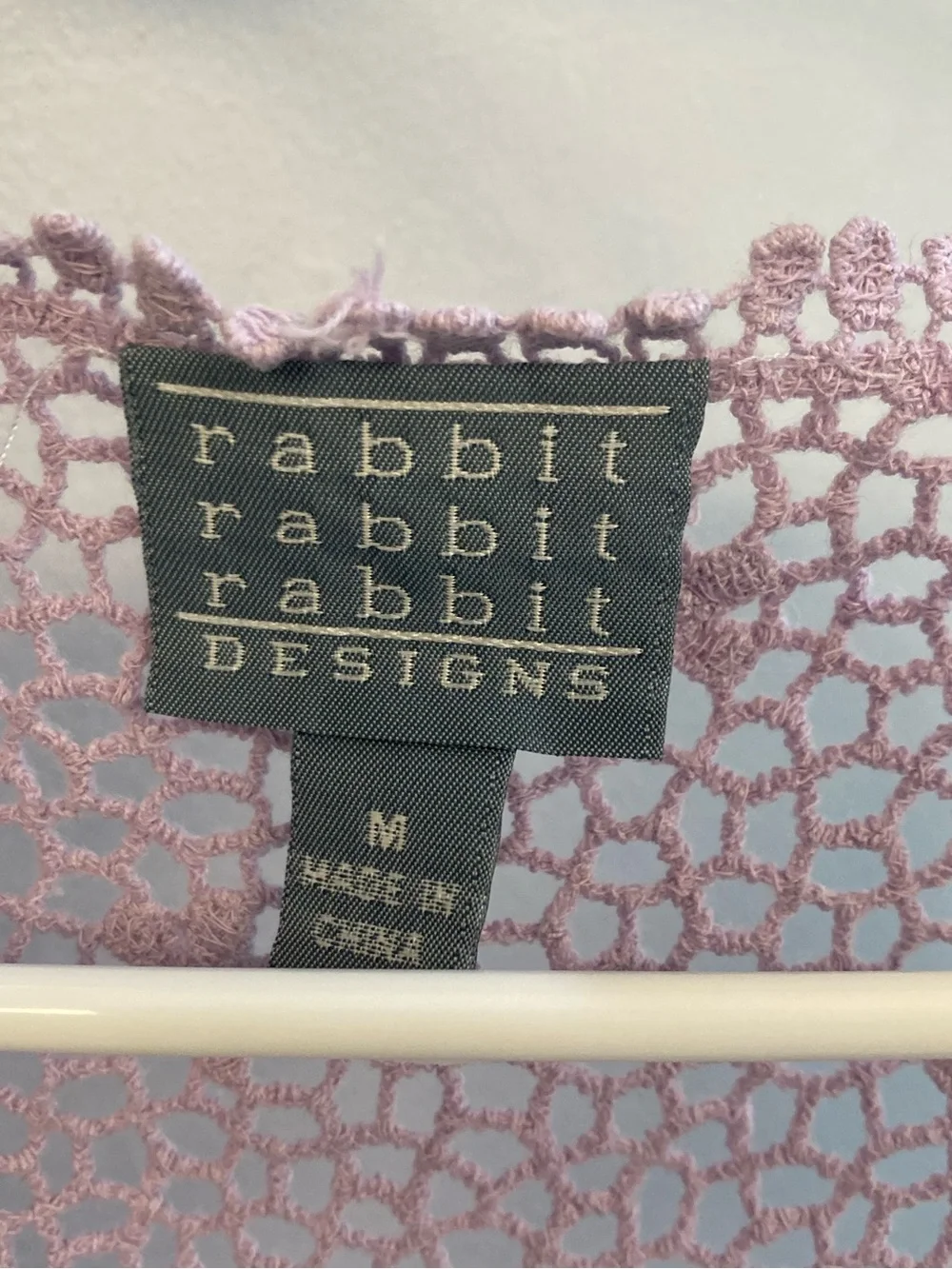 Rabbit Rabbit Rabbit Designs Purple Daisy Lace Cotton Crochet Cardigan M - Picture 5 of 6